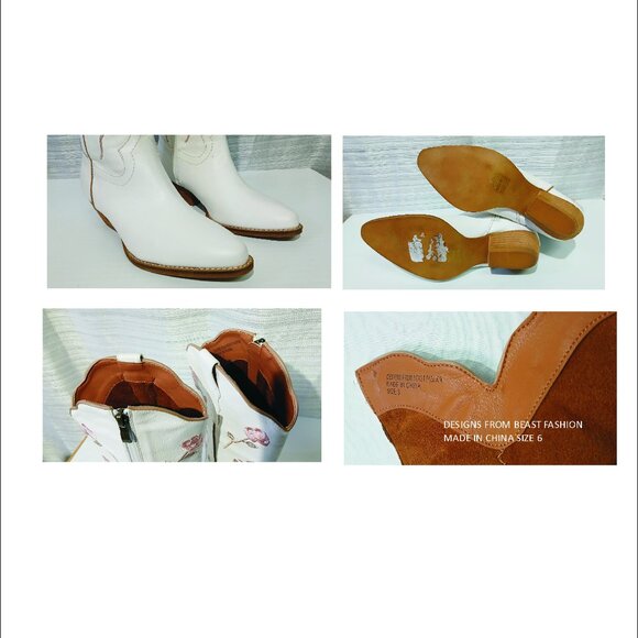 Embroidered Floral Cowboy Women Boots Beast Fashion Size 6 - Picture 3 of 3